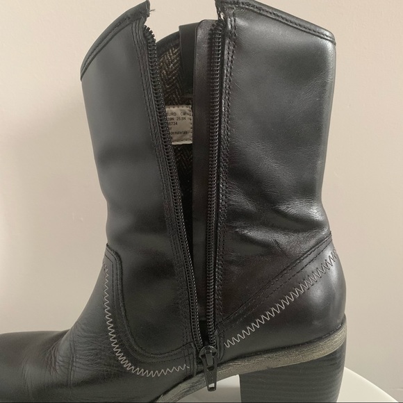 Hush Puppies Rustique West - Black Leather Mid Calf Boots with Heel - Size 8M - Picture 8 of 15